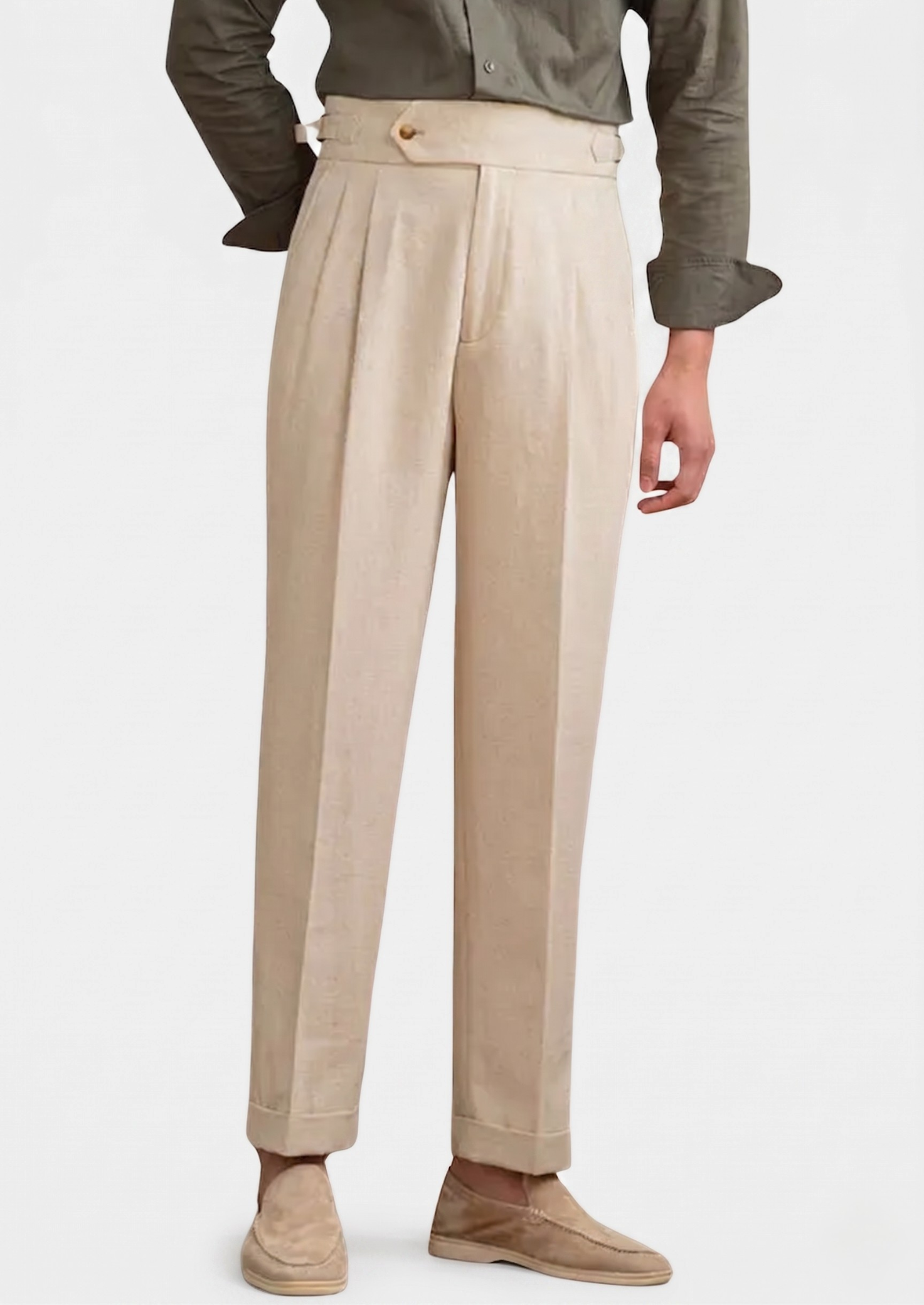 The Heritage Napoli Pleated Coastal Trousers - Sand