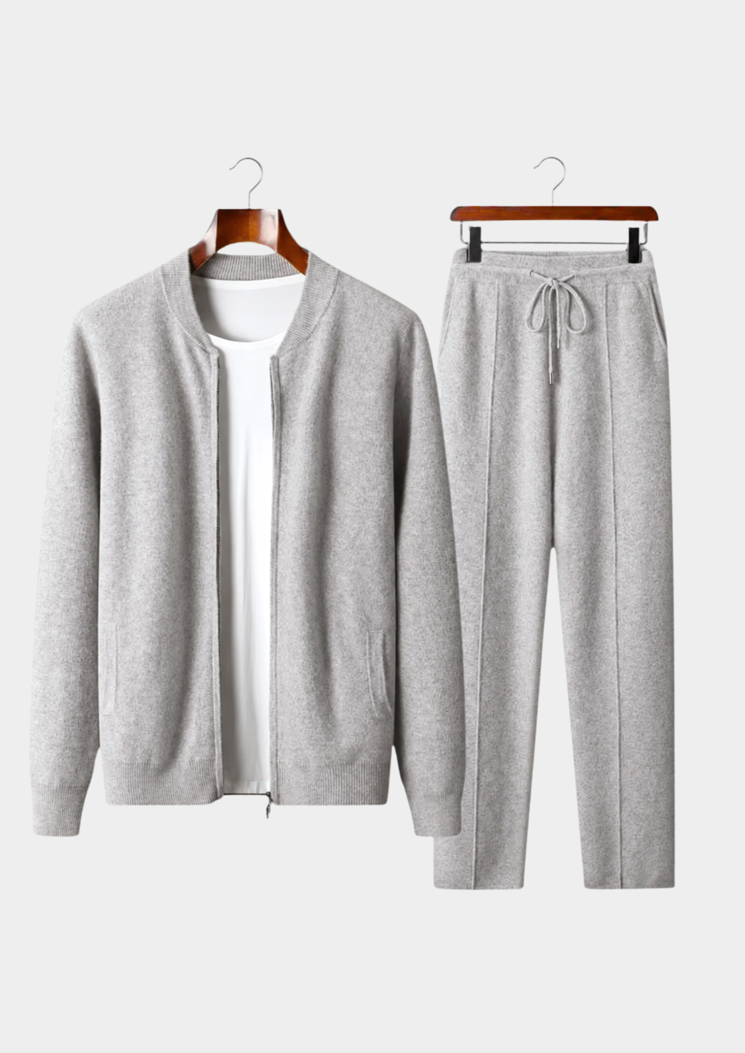 PURE EXTRA-FINE MERINO WOOL LIGHT GREY FALCONI SET