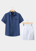The Estate Dolcevita Shortsleeve Summer Set - Navy/White