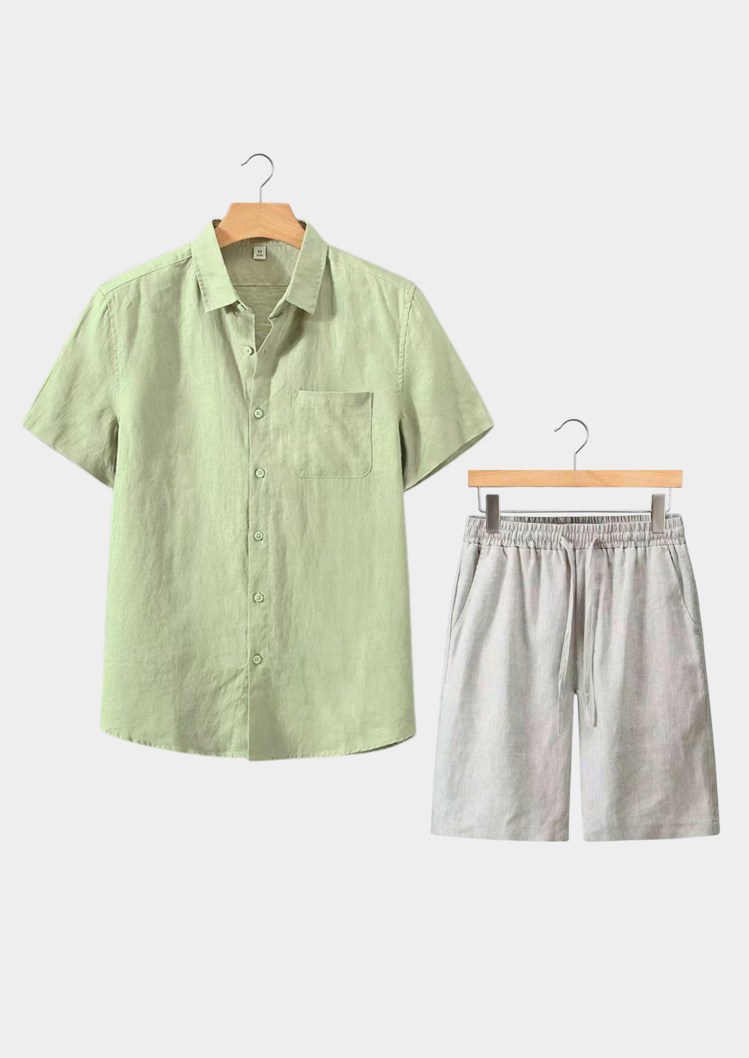 The Estate Dolcevita Shortsleeve Summer Set - Mint Green/Beige