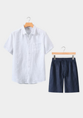 The Estate Dolcevita Shortsleeve Summer Set - White/Navy