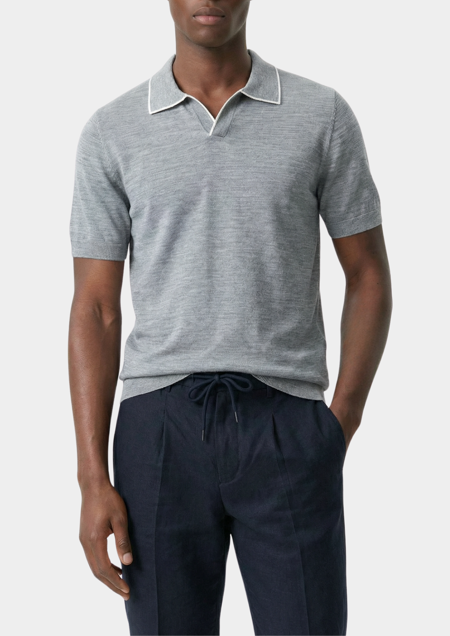 The Heritage Ellis Light Gray Lightweight Polo Shirt