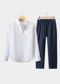 The Estate Dolcevita Longsleeve Summer Set - White/Navy Blue