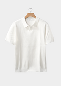 The Heritage White Ribbed Buttonless Polo
