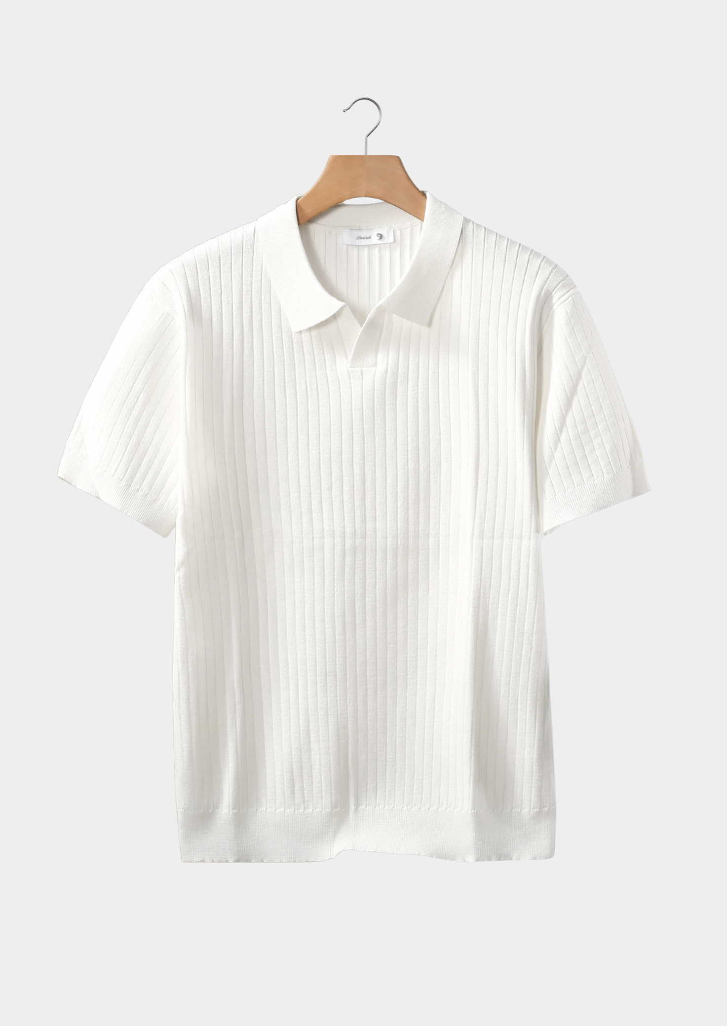 The Heritage White Ribbed Buttonless Polo