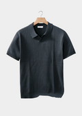 The Heritage Dark Gray Ribbed Buttonless Polo