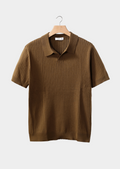 The Heritage Caramel Ribbed Buttonless Polo