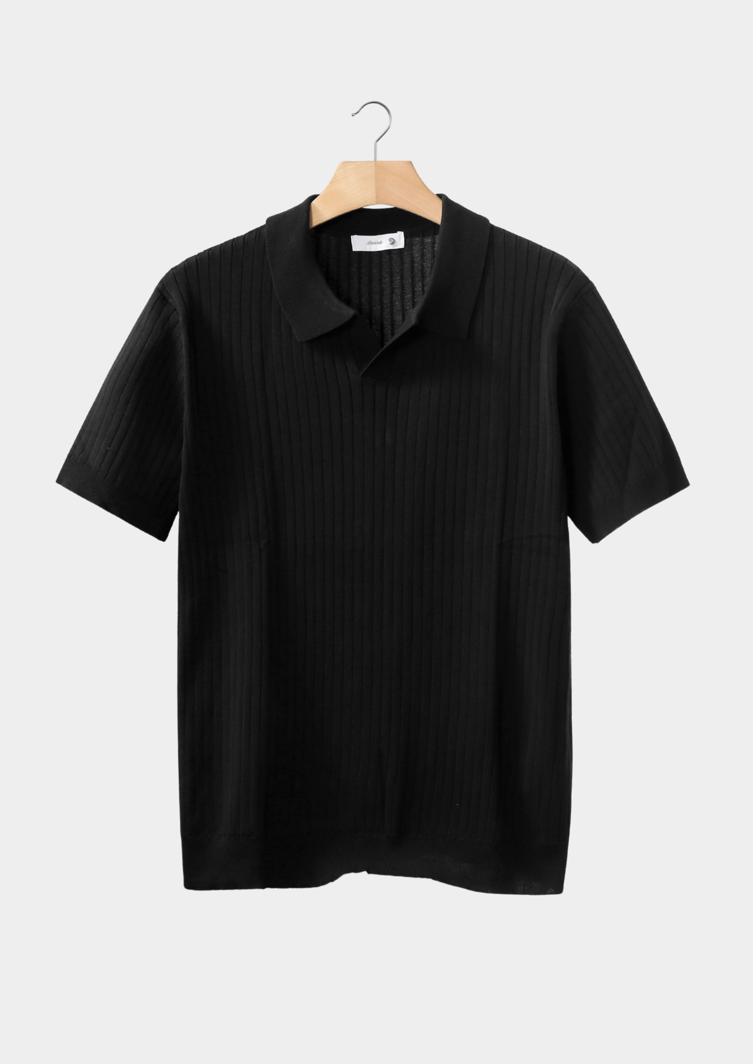 The Heritage Black Ribbed Buttonless Polo