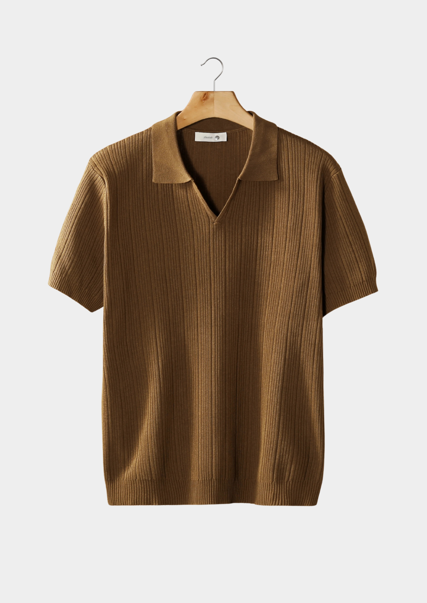 The Heritage Caramel Open Collar Ribbed Polo